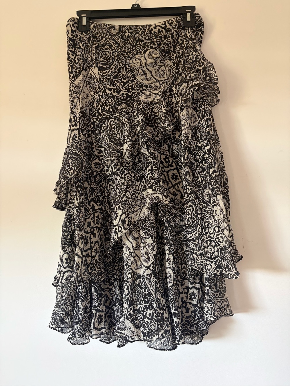 Lauren Ralph Lauren Silk maxi skirt tiered ruffles paisley whimisigoth S Fairy